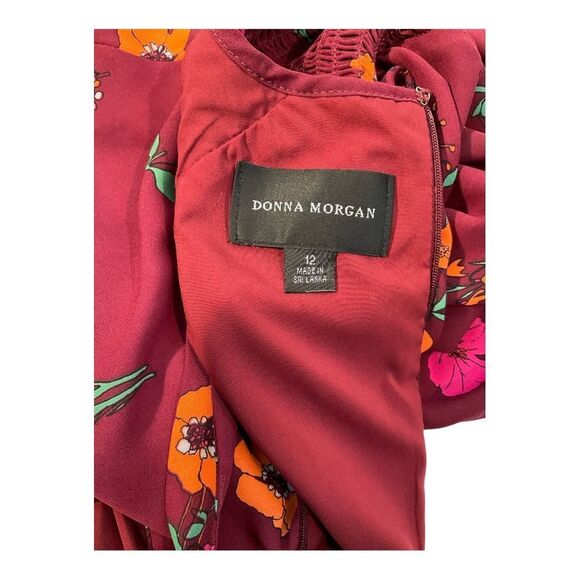 Donna Morgan Women's Bordeaux Electric Pink Multi Floral HighLow Dress size 12 - Picture 6 of 16